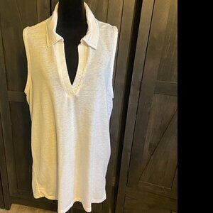 Jane + Delancey Womens Top White Sleeveless V Neck Pullover 3X